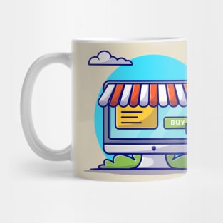 Online Shop Website Cartoon Vector Icon Illustration Mug